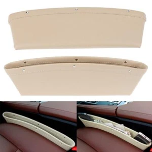 2 Pcs Beige Car Seat Crevice Storage Box Gap Pocket Cup Holder Phone Organizer - Picture 1 of 5