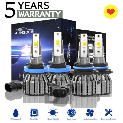 9005+H11 LED Headlight Combo 4 High Low Beam Bulbs Kit Super White Bright Lamps - Image 1 of 4