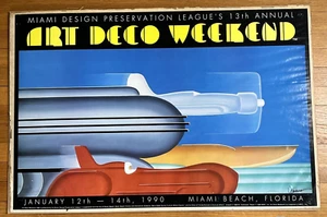 vintage Woody Vondracek Miami Design  League's 13th Annual Art Deco, 1990 poster - Picture 1 of 7