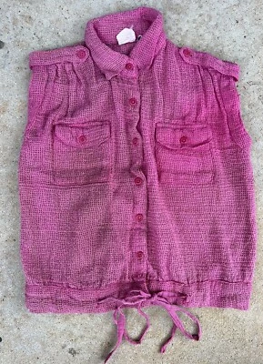 Top corto tejido rosa vintage años 70 mangas de playa cuello S hippy años 70 playa Foto 1 de 4