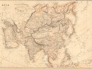 1876 Asia antique map ~ 27.5" x 19.6" hand colored - large - Picture 1 of 4
