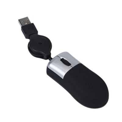 Mini Retractable USB Optical Scroll Wheel Wired Mouse For Laptop Notebook PC - Image 1 of 4