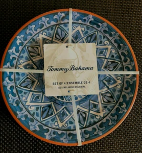 S/4 TOMMY BAHAMA Blue Spanish Mediterranean Melamine Dinner Plates -- NWT - Picture 1 of 3