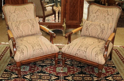 Lauren Ralph Lauren Regency Style Oversized Club Lounge Chairs Pair Cover