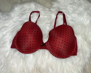 Maidenform R0650 T-Shirt Demi Bra Lined Underwire Dots Womens 36C Red - Picture 1 of 6