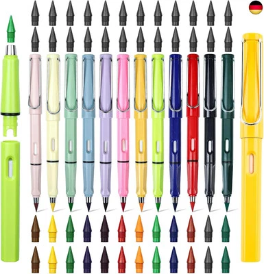 CHENGCKJ 12 Stk Bunte Ewiger Bleistift, Bleistifte mit 48 Wechselkopfm und