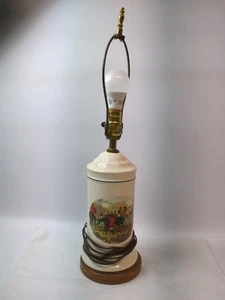 Vintage Pfaltzgraff Table Lamp Fox Hunt Scene Porcelain Table  Equestrian Decor - Picture 1 of 5
