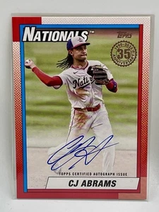 CJ Abrams 2025 Topps #90A-CA 1990 Topps 35th Anny Auto Washington Nationals - Picture 1 of 2