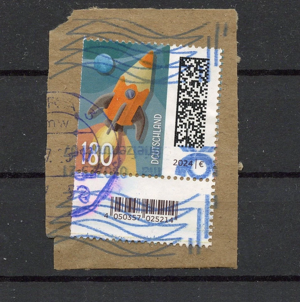 BUND 3870  180 ct VERZÄHNT Raketenpost nasskl. Rollenmarke EAN-Feld (Zd1) WdB - Bild 1 von 1