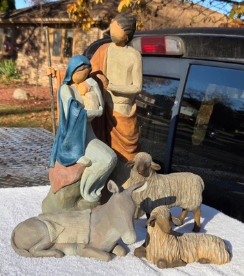 Willow Tree Christmas Story Nativity Figures Joseph Mary Jesus Stable Animals - Image 1 of 4