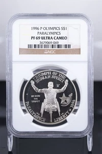 Certified 1996-P Silver $1 NGC PF69 Ultra Cameo Olympics Paralympics  - Picture 1 of 4