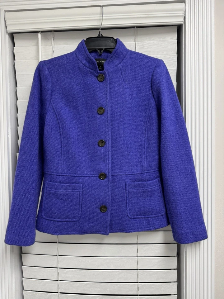 Blazer Abrigo Chaqueta Talbots Botón Púrpura Para Mujer Talla 2 Mezcla Lana Foto 1 de 4