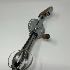 Batidor de huevos de colección mezclador de manivela manual asas de madera batidor de alta velocidad rústico - Imagen 1 de 6