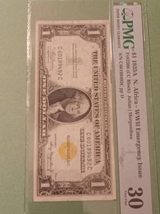 1935-A $1 NORTH AFRICA Silver Certificate WWII Emergency Issue. PMG 30 - Picture 1 of 4