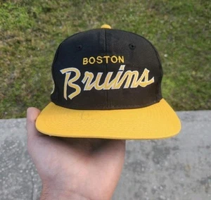 Vintage Boston Bruins SnapBack Hat Sports Specialties Script Deadstock - Picture 1 of 6