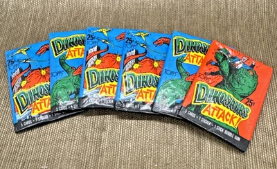 1988 Topps Dinosaurs Attack Trading Cards – 6 Sealed Wax Packs Mixed Wrappers - Image 1 of 4