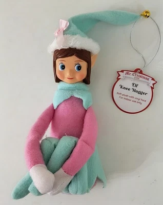 MR. CHRISTMAS Mr Christmas Knee Hugger 6.5" Elf Doll 2025 Retro Style Pink Pastel Brunette
