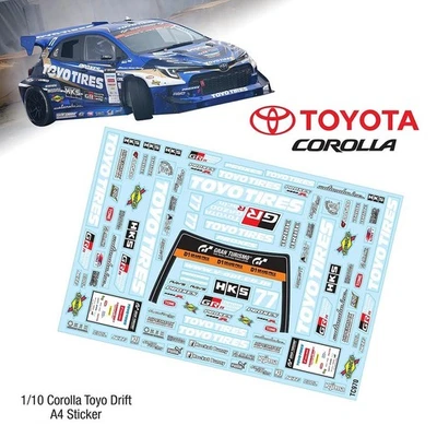 Toyo Drift  Sticker Sheet A4 for Toyota Corolla for 1:10 RC  drift car - Image 1 of 3