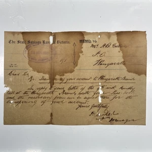 ORIGINAL VINTAGE Letter Handwritten Wangaratta State Savings Bank Victoria 1920 - Bild 1 von 3