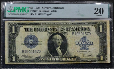 1923 $1 Silver Certificate Fr#237 PMG VF 20  PC28 - Image 1 of 4