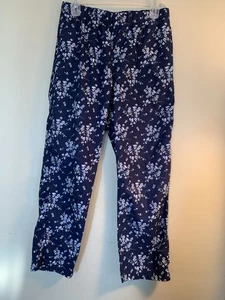 Lands’ End Hose Gr. L dunkelblau geblümt bequem lässig dehnbar Pull-On 100% Baumwolle - Bild 1 von 9