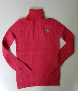 Notre Dame Womens NWT Pink  Cable Knit Turtleneck Sweater Medium 8-10 MSRP $66 - Picture 1 of 6