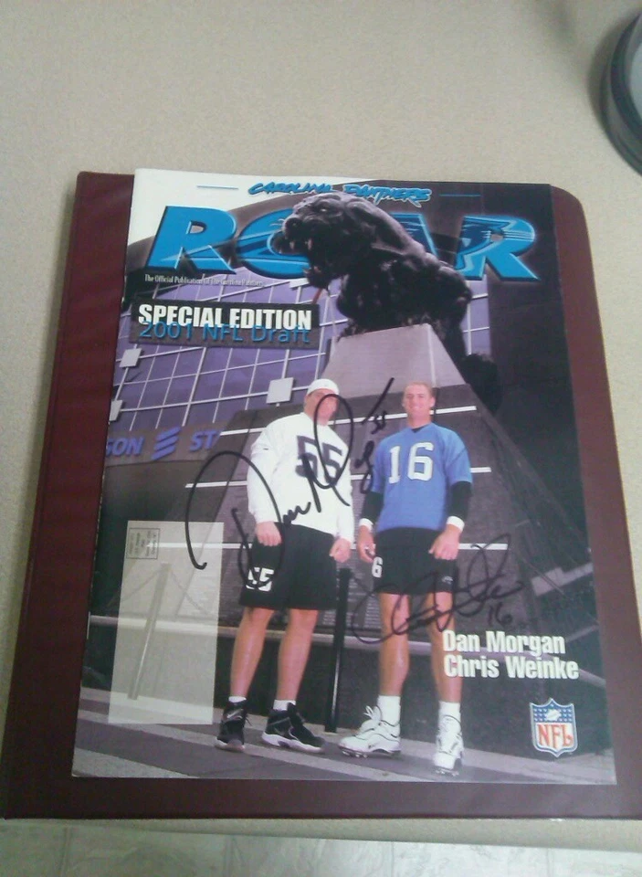  Revista Dan Morgan Chris Weinke Carolina Panthers firmada NFL Draft Roar Foto 1 de 1