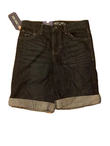 Cherokee Shorts Girls Sz 10 Denim Cuffed Bermuda Dark Wash Adjustable Waist NEW - Picture 1 of 3