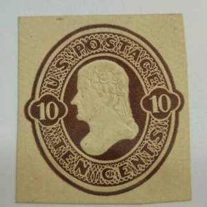 US Cut Square Sc U187, 10c brown on white, Mint CV$40.00 (504C89) - Picture 1 of 1