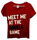 Los Angeles Angels Victoria Secret PINK Red Crew T-Shirt Size XS Extra Small