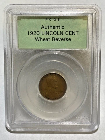 Old Green Holder PCGS - 1920 "Authentic" Lincoln Wheat Cent - Rare Holder Cover