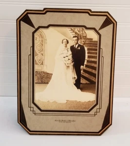 Antique Wedding Portrait Bride Groom 7x9 Photo 1920-40's Milwaukee Wisconsin - Picture 1 of 10