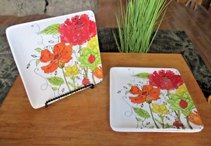 Certified International Color Bakery Square 8 1/4'' Salad Plates--Set Of 3 EXC - Picture 1 of 2
