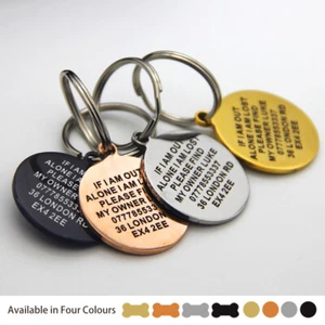 Personalised Engraved Dog Tag ID / Double Sided Dog Cat Pets Name Identity - Picture 1 of 26