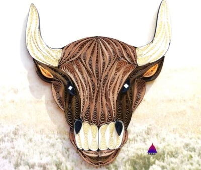 Tarjeta de felicitación 3D Quilling bisonte búfalo cumpleaños gracias naturaleza vida silvestre oeste Foto 1 de 4