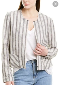 * NWT $276 DREW anita pearl jacket grey Med Linen Lined Bx123 - Picture 1 of 9
