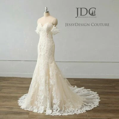 Spitze Hochzeit Brautkleid Mermaid Off-Schulter Ivory 34 36 38 40 42 44 46 48 50 - Bild 1 von 4