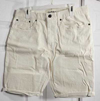 Pantalones cortos de mezclilla Goodfellow & Co para hombre talla 36 - calce ajustado - blanco roto desgastado Foto 1 de 4