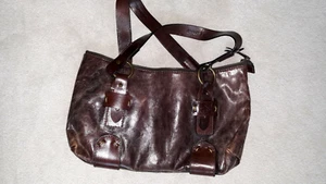 VINTAGE GIANFRANCO FERRE DISTRESSED LEATHER BAG MADE IN ITALY  MNEDIUM Sz - Picture 1 of 6
