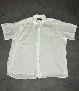 Polo Ralph Lauren 100% Linen 4XB Short Sleeve Button Up Shirt White - Picture 1 of 5