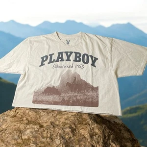 Playboy Cut Off Thrashed T-Shirt Size M Cropped 100% Cotton Western - Picture 1 of 7