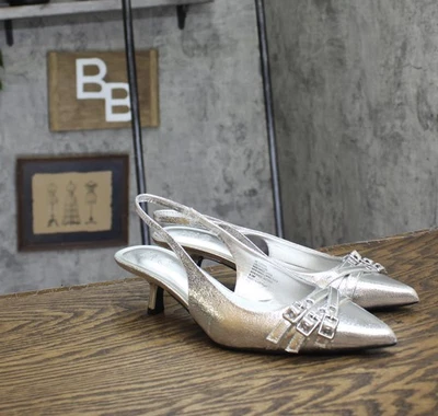 Zapatos de tacón INC International Concepts gris arrugado plateado 8,5 M Foto 1 de 4