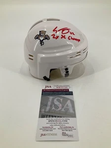 FLORIDA PANTHERS GUSTAV FORSLING SIGNED MINI HELMET JSA WITNESS 25’ SC CHAMPS - Picture 1 of 3