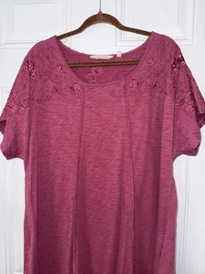 Soft Surroundings Kleid 2X Lila Bestickt Kurzarm A Linie Kurzarm - Bild 1 von 7