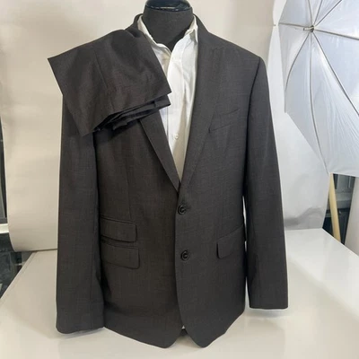 Banana Republic Suit Men Brown 2 PC Slim Fit Tessuto Marzotto Peak Lapel 46 38 - Image 1 of 4