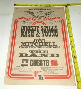 CROSBY STILLS NASH YOUNG Vintage Concert AD Advert 1974 Wembley Stadium Folk #2 - Picture 1 of 1