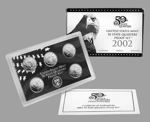 2002 S US Mint State Quarter Proof Set - “5 Coin” -  “COA”  -  “Org. Box” - Picture 1 of 1