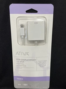 ATIVA Mini Display Port Male to VGA Female Pigtail, White, - Picture 1 of 5