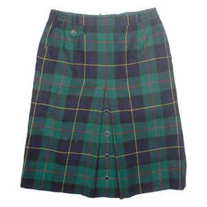 Vintage GESSLER Womens Straight Skirt Green Midi 90s Plaid M - Picture 1 of 6