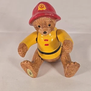 Russ Berne & Co Firefighter Bear Ceramic Moveable Arms & Legs 5" Tall - Picture 1 of 10